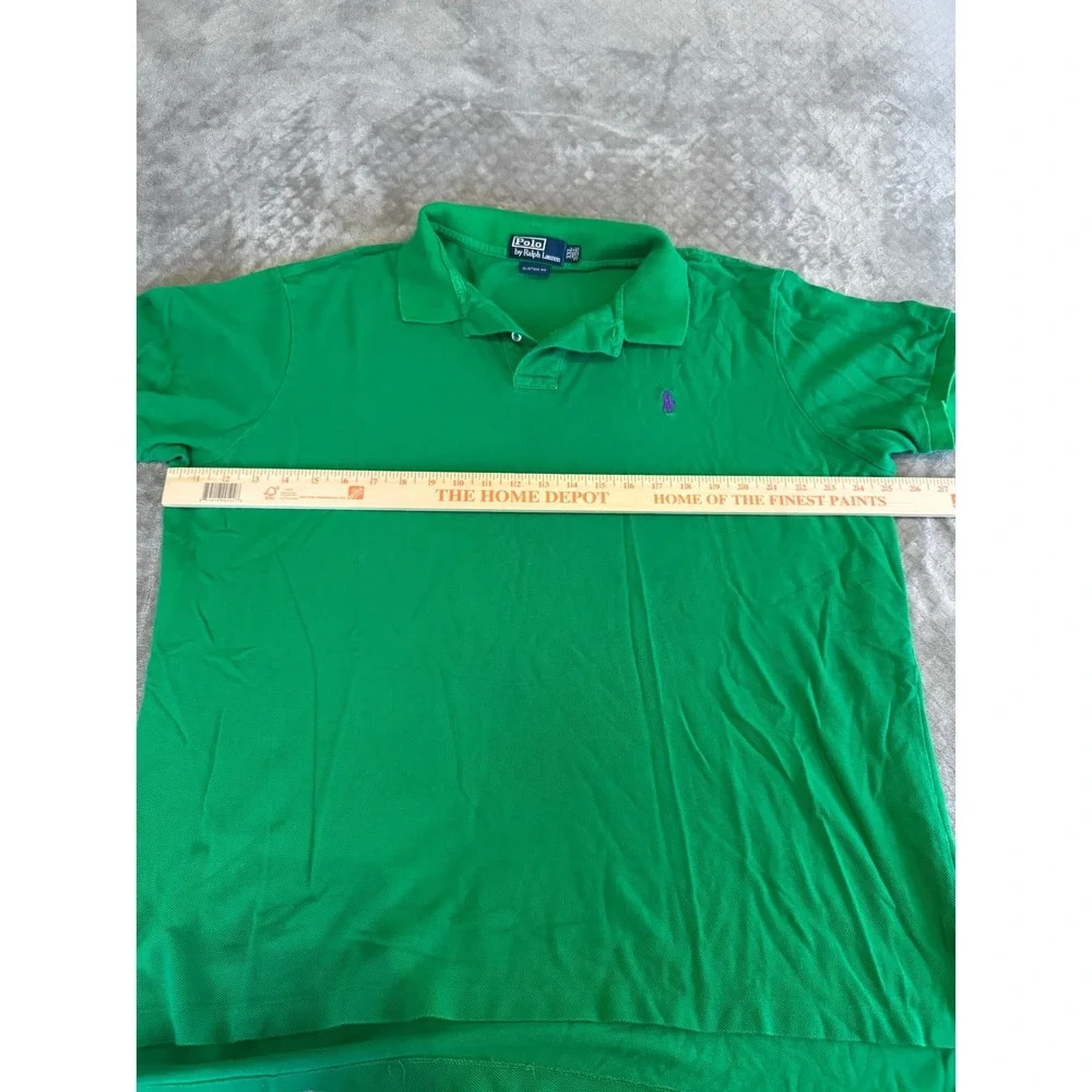Polo Ralph Lauren Mens XXL Custom Fit Green Purple Pony Pique Polo Shirt